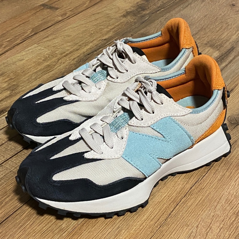 New Balance 327 Incense Blue Orange Cordura Suede Sneakers  Mens 5.5 Woman's 7